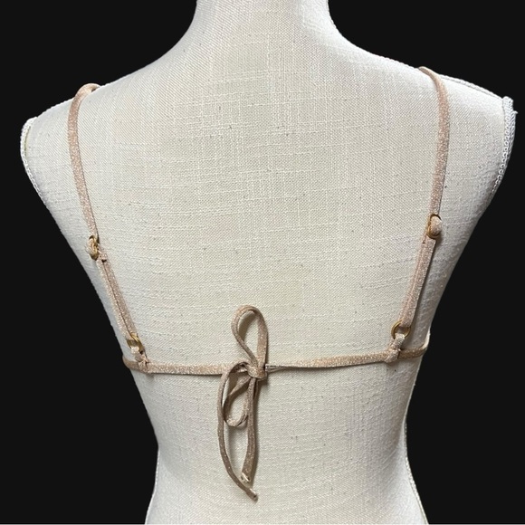 🌻NEW w/tag L*Space Champagne "Brittany" Shimmer Triangle Bikini Top Size Small - Picture 6 of 10